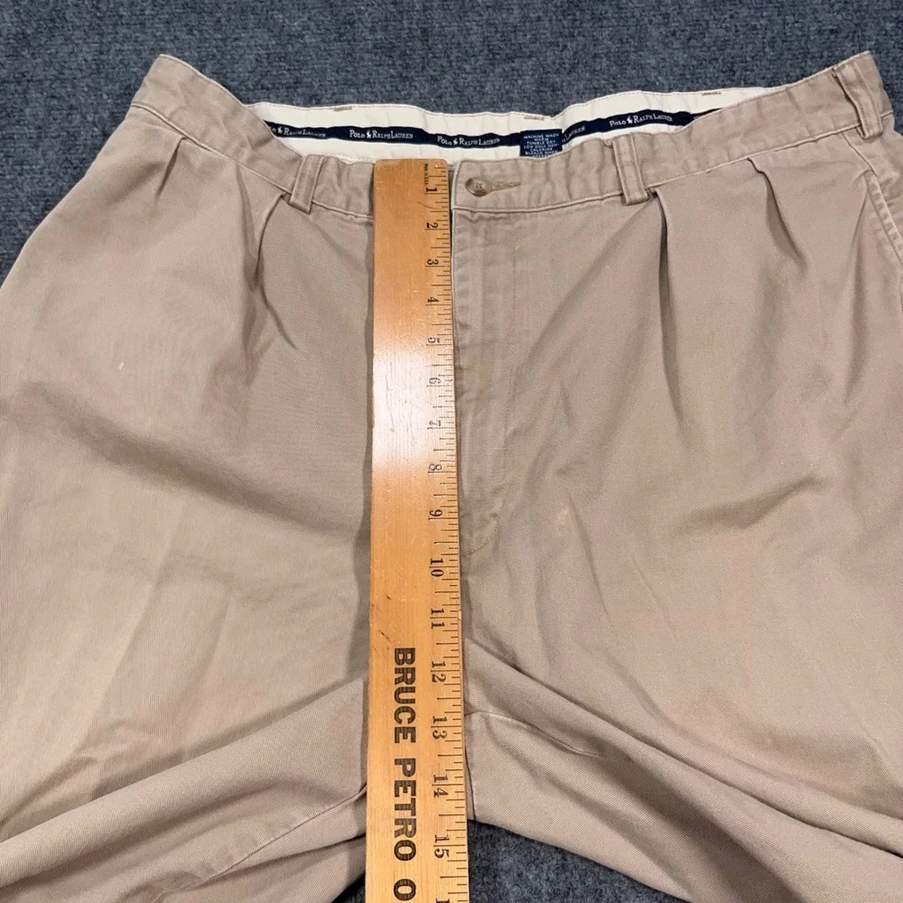 VTG Polo Ralph Lauren Polo Chinos Mens 38x32 Double Pleated Khaki Preppy Grandpa